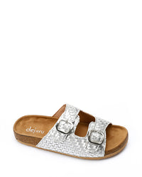 FAN-DJTV-019 Intrecciato Double Buckles Gold Slipper