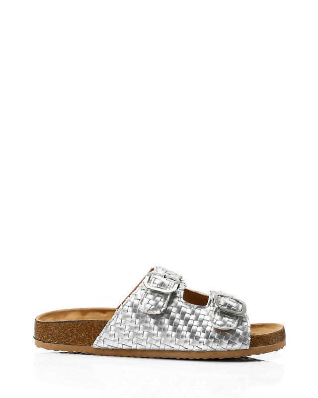 FAN-DJTV-019 Intrecciato Double Buckles Gold Slipper