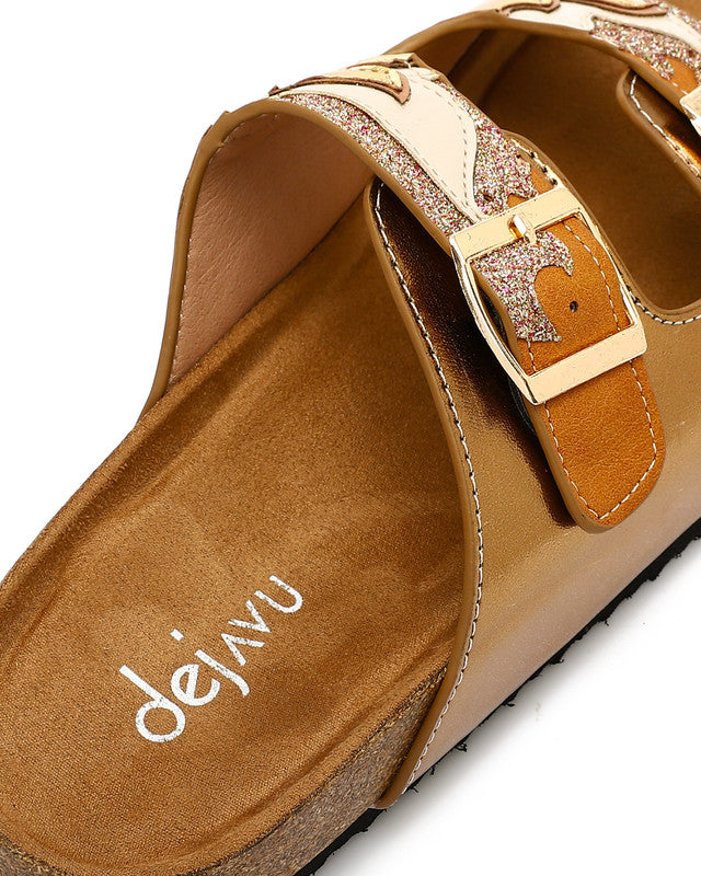 FAN-DJTV-022 Gold Stitched Pattern Slipper