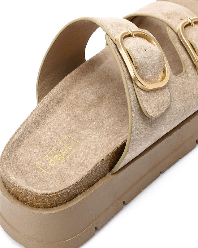 GOR-DJTV-005 Double Buckles Suede Slipper
