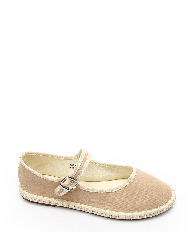 GOR-DJTV-007 Buckle Closure Oval Toecap Flat Shoes