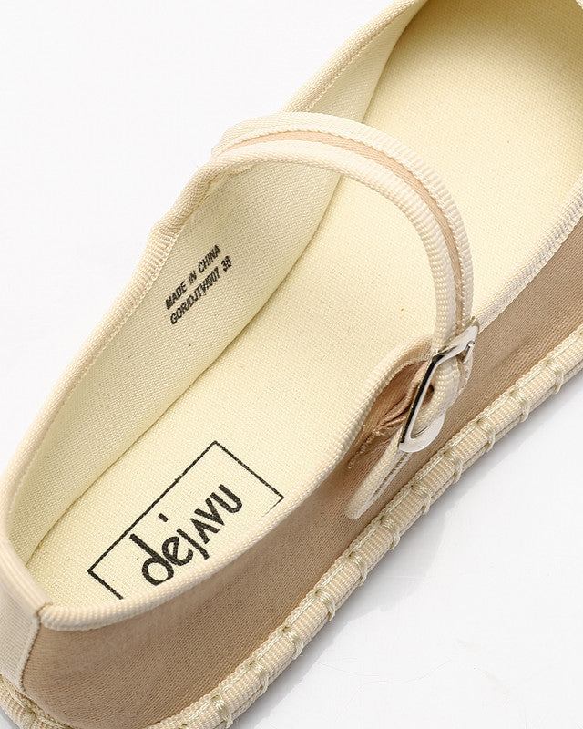 GOR-DJTV-007 Buckle Closure Oval Toecap Flat Shoes