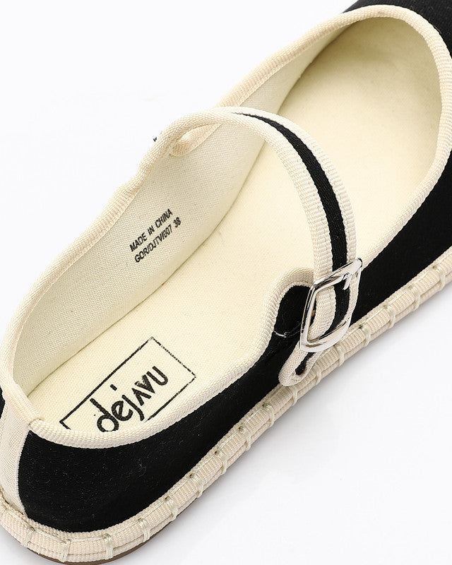 GOR-DJTV-007 Buckle Closure Oval Toecap Flat Shoes