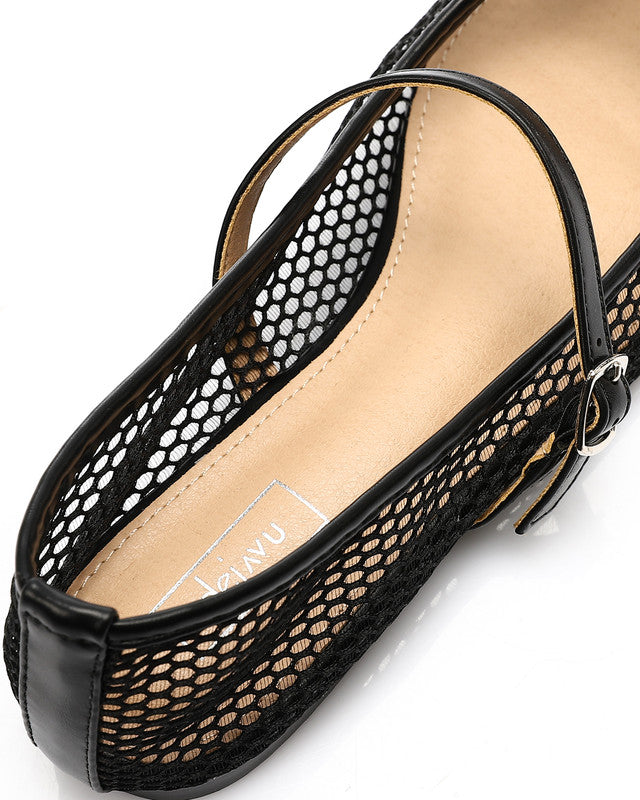 GOR-DJTV-010 Semi Square Toecap Mesh Flat Shoes