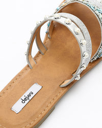 HOT-DJTV-002 Decorative Studs And Pearls Flat Slipper