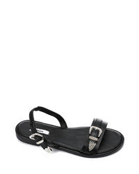 HOT-DJTV-004 Decorative Buckle Dark Flat Sandal