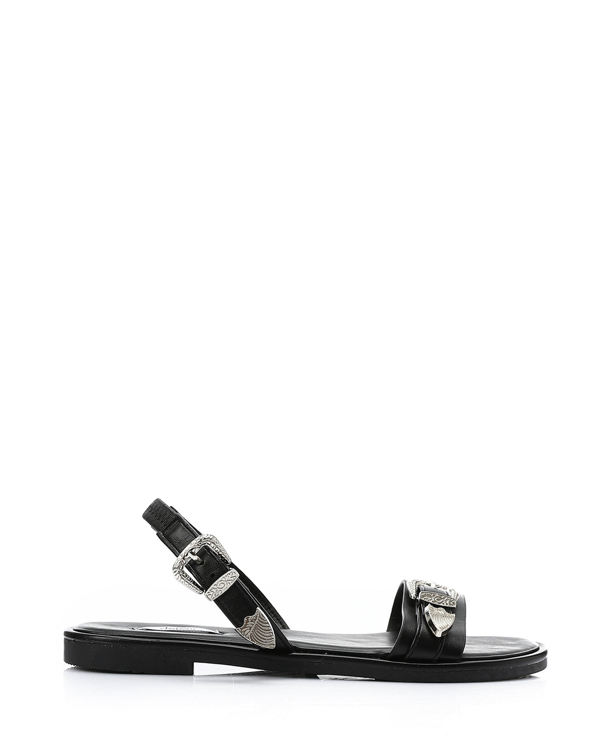 HOT-DJTV-004 Decorative Buckle Dark Flat Sandal