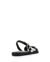 HOT-DJTV-004 Decorative Buckle Dark Flat Sandal