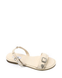HOT-DJTV-004 Decorative Buckle Dark Flat Sandal