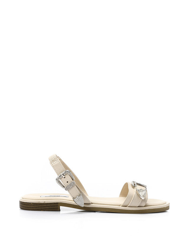 HOT-DJTV-004 Decorative Buckle Dark Flat Sandal