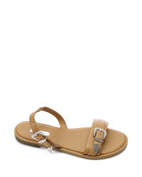 HOT-DJTV-004 Decorative Buckle Dark Flat Sandal