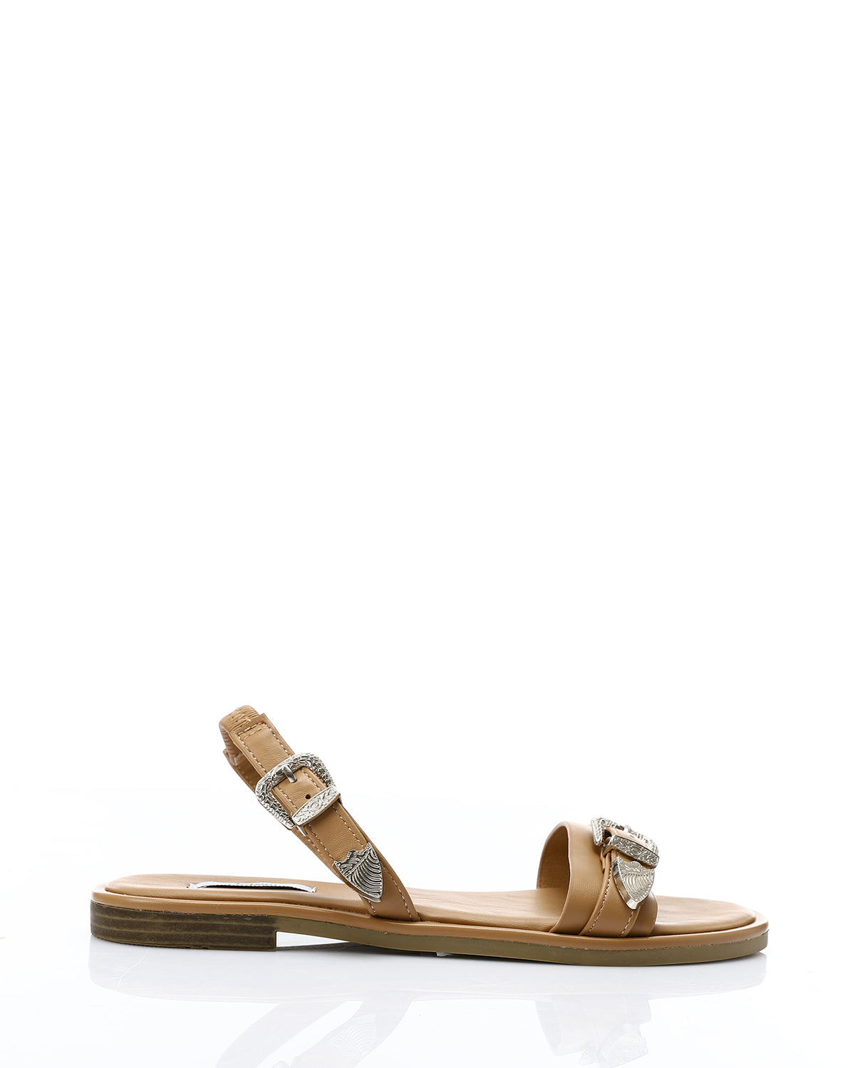 HOT-DJTV-004 Decorative Buckle Dark Flat Sandal