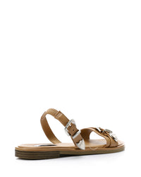 HOT-DJTV-004 Decorative Buckle Dark Flat Sandal