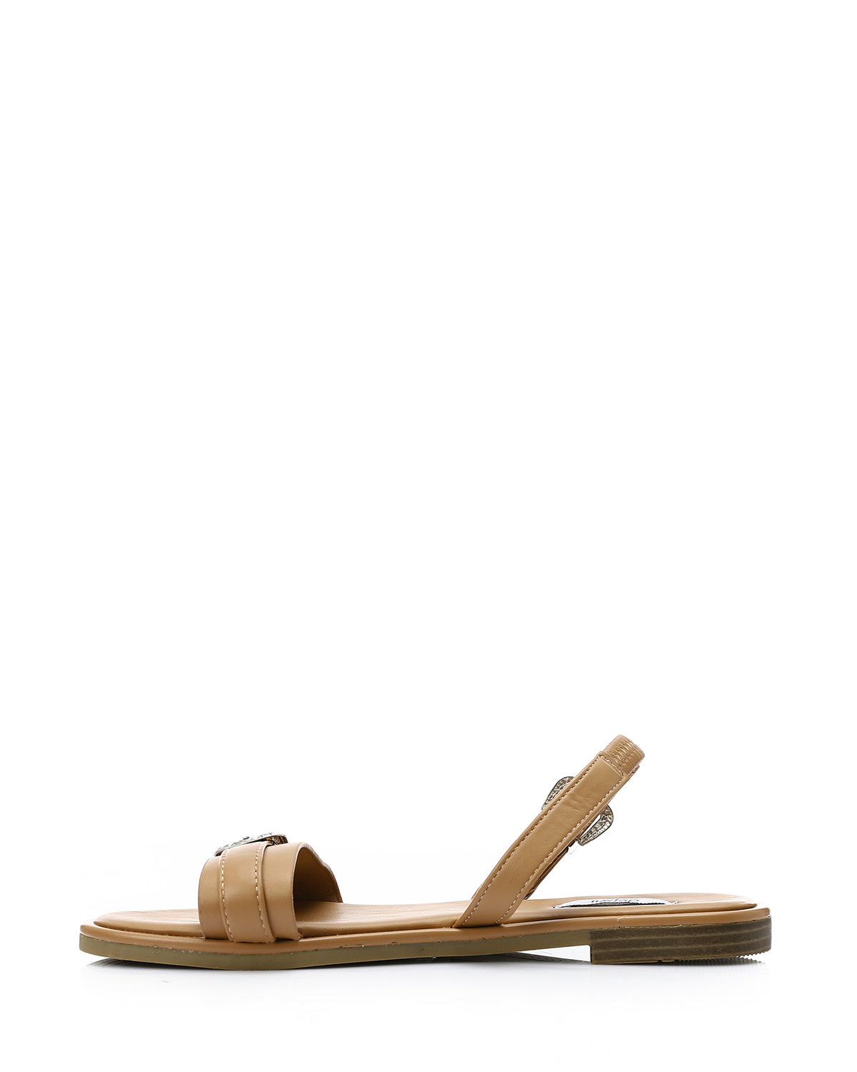 HOT-DJTV-004 Decorative Buckle Dark Flat Sandal