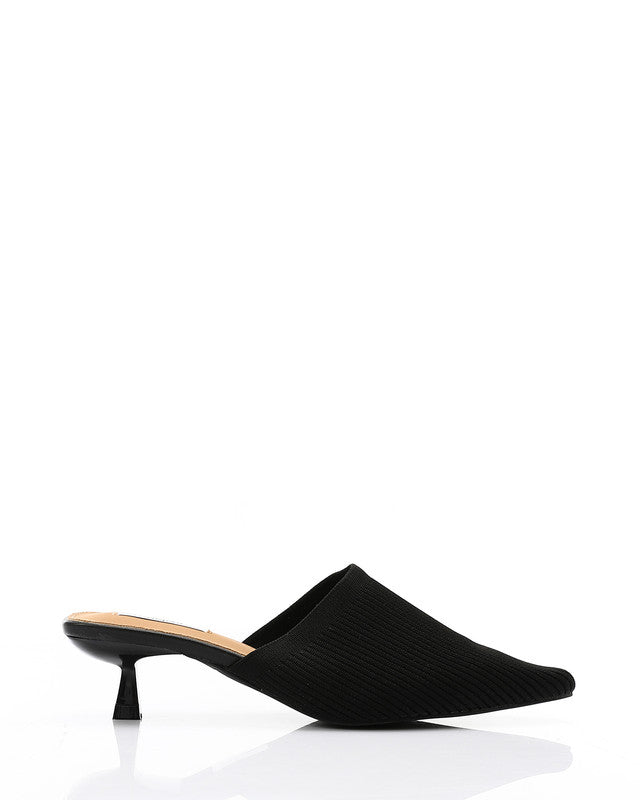 HOT-DJTV-012 Mid Heel Ribbed Pointed Mules