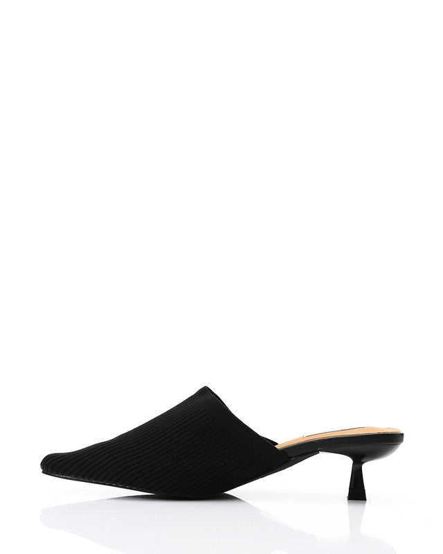 HOT-DJTV-012 Mid Heel Ribbed Pointed Mules