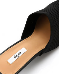 HOT-DJTV-012 Mid Heel Ribbed Pointed Mules