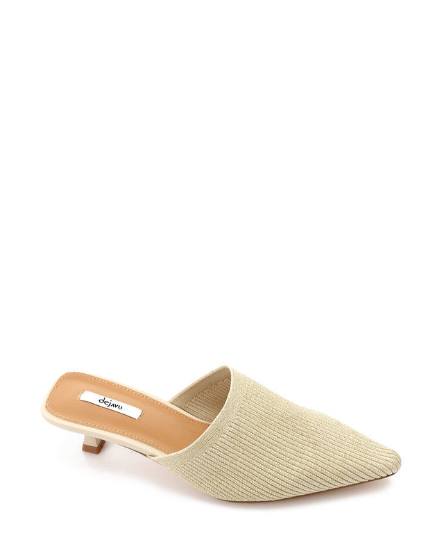 HOT-DJTV-012 Mid Heel Ribbed Pointed Mules