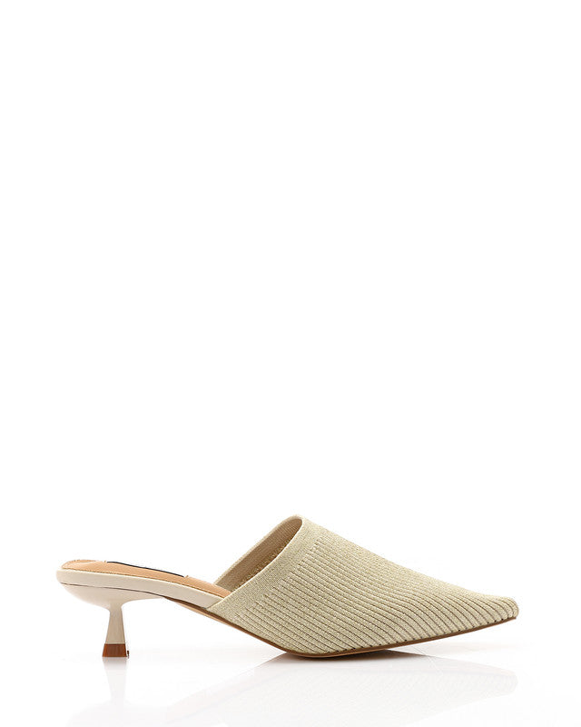 HOT-DJTV-012 Mid Heel Ribbed Pointed Mules