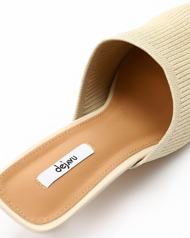 HOT-DJTV-012 Mid Heel Ribbed Pointed Mules