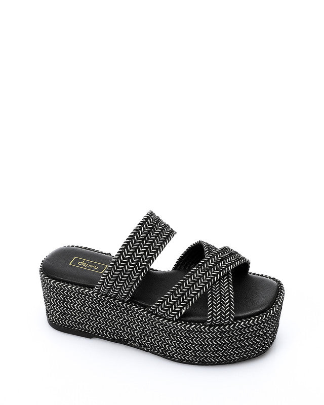JAL-DJTV-025 Cross Straps Braided Heeled Slipper