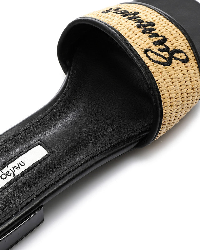 JAL-DJTV-029 Embroidered Flat Leather Slipper