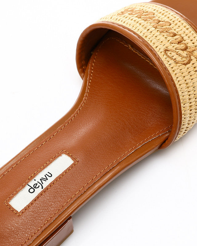 JAL-DJTV-029 Embroidered Flat Leather Slipper