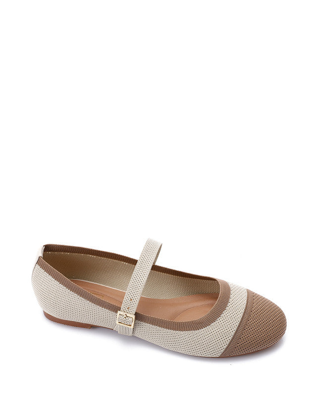 JAL-DJTV-039 Canvas Beige & Black Mary Jane Flat