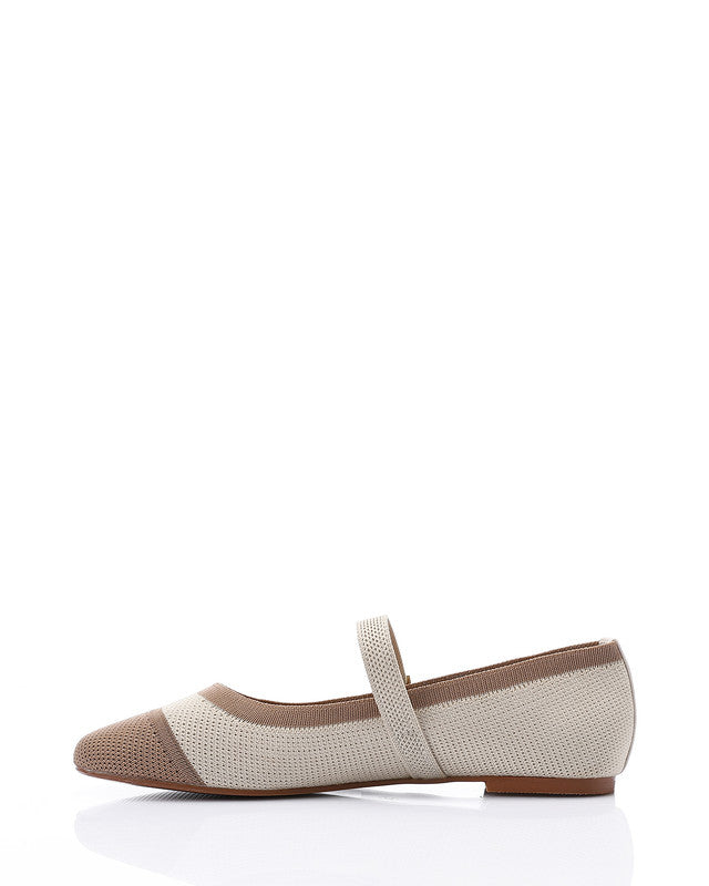 JAL-DJTV-039 Canvas Beige & Black Mary Jane Flat