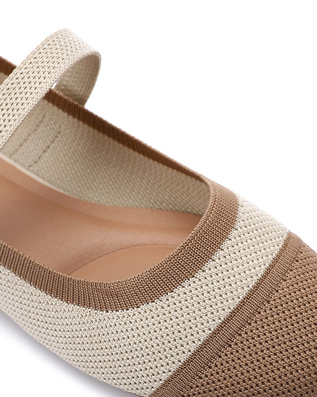 JAL-DJTV-039 Canvas Beige & Black Mary Jane Flat