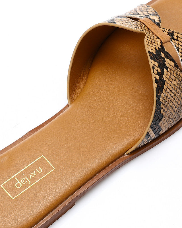 JAL-DJTV-048 Reptile Toe Shape Flat Slipper