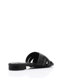 JAL-DJTV-050 Black Luxe Crisscross Slide Slipper