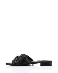 JAL-DJTV-050 Black Luxe Crisscross Slide Slipper