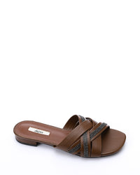JAL-DJTV-050 Black Luxe Crisscross Slide Slipper