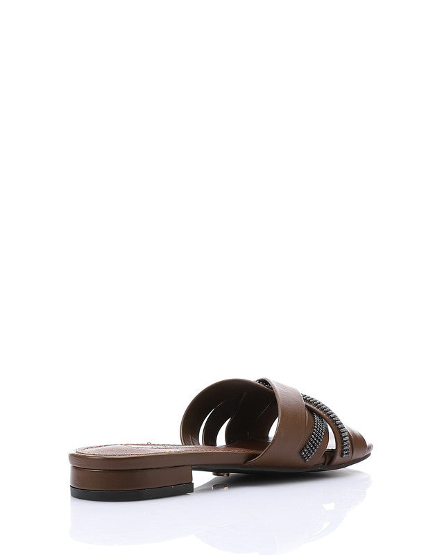 JAL-DJTV-050 Black Luxe Crisscross Slide Slipper