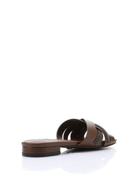 JAL-DJTV-050 Black Luxe Crisscross Slide Slipper
