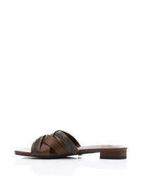 JAL-DJTV-050 Black Luxe Crisscross Slide Slipper