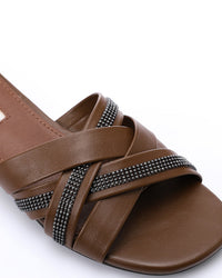 JAL-DJTV-050 Black Luxe Crisscross Slide Slipper