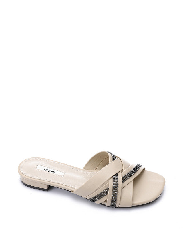 JAL-DJTV-050 Black Luxe Crisscross Slide Slipper