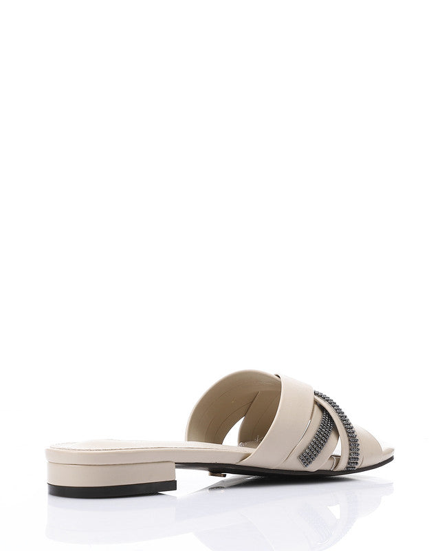 JAL-DJTV-050 Black Luxe Crisscross Slide Slipper