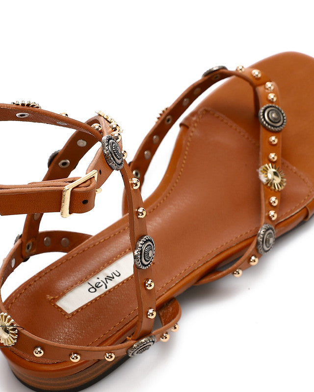 JAL-DJTV-051 Studded Strap Thong Sandal