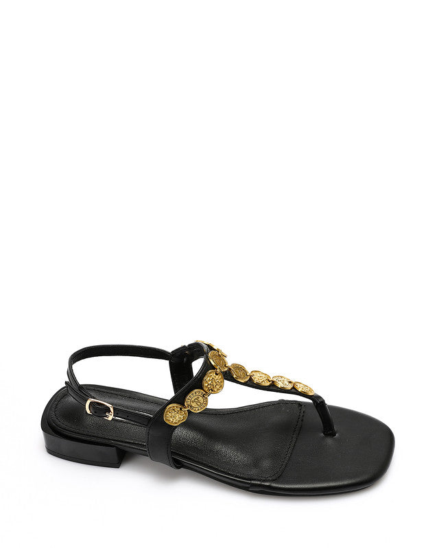 JAL-DJTV-052 Decorative Coinse Buckle Closure Sandal