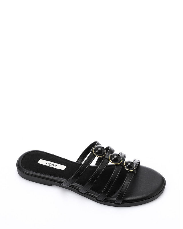 JAL-DJTV-057 Multi-Strap Slipper - Black