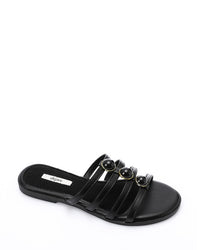 JAL-DJTV-057 Multi-Strap Slipper - Black