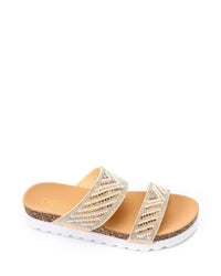 KND-DJTV-009 Double Strap Embellished Slipper