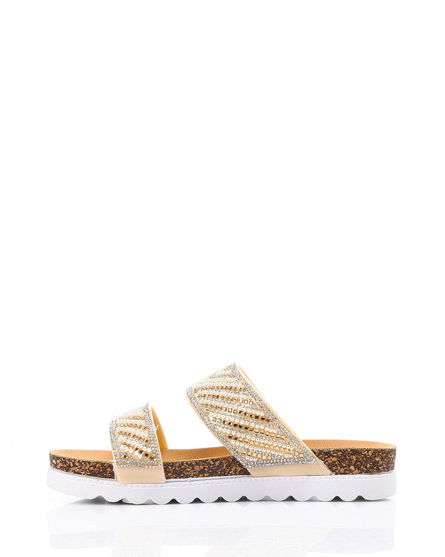 KND-DJTV-009 Double Strap Embellished Slipper