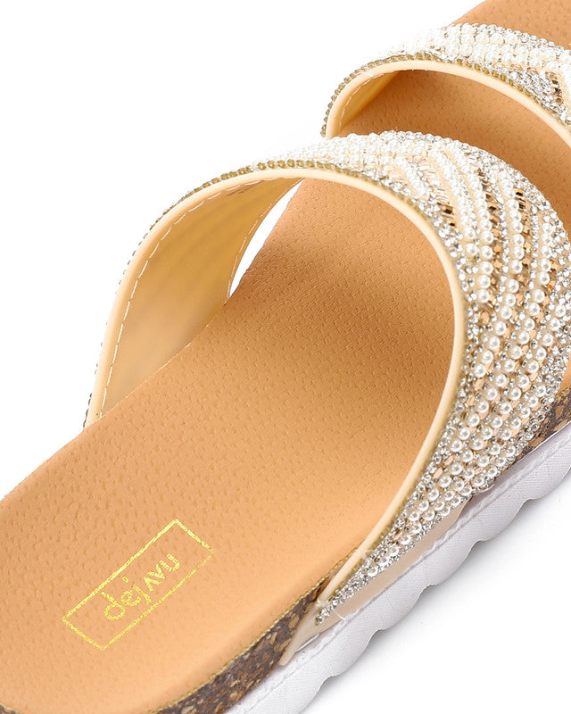 KND-DJTV-009 Double Strap Embellished Slipper