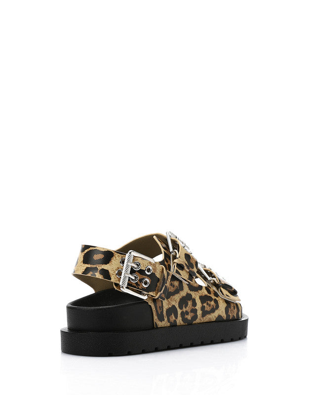 KND-DJTV-014 Triple Buckles Leopard Sandal