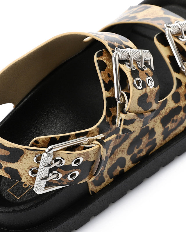 KND-DJTV-014 Triple Buckles Leopard Sandal