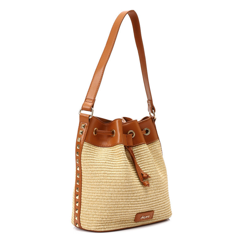 LID-DJTV-009 Studded Drawstring Shoulder Bag